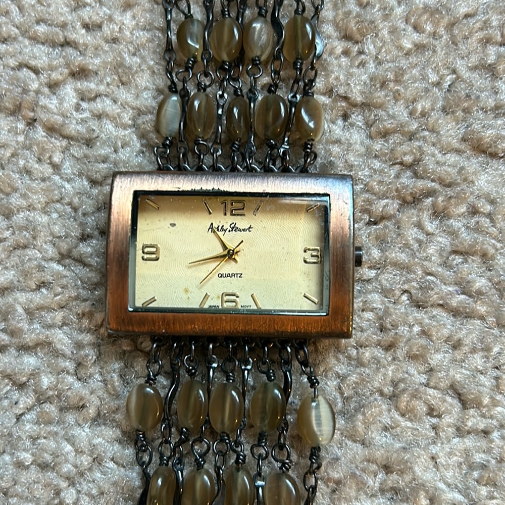 Ashley Stewart women’s vintage bronze crystal bracelet watch‎ one size